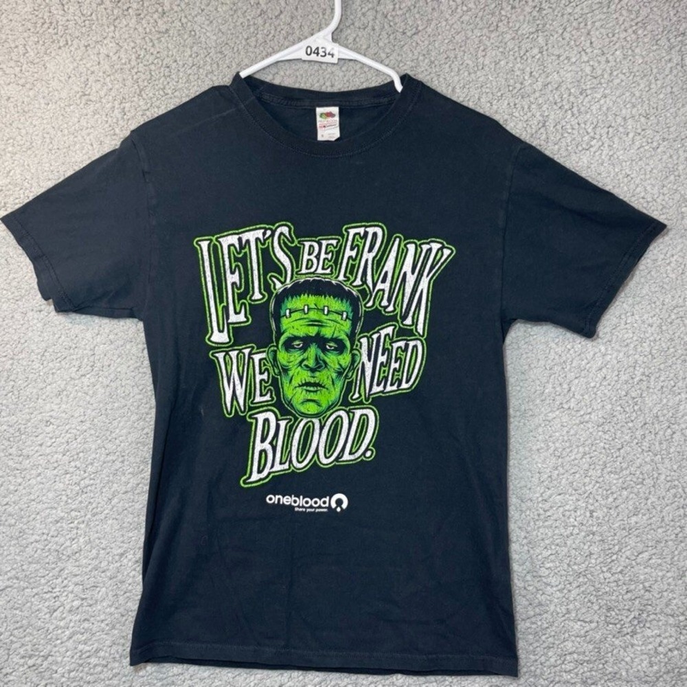 Fruit of the Loom OneBlood Frankenstein Graphic Womens Small Black Halloween